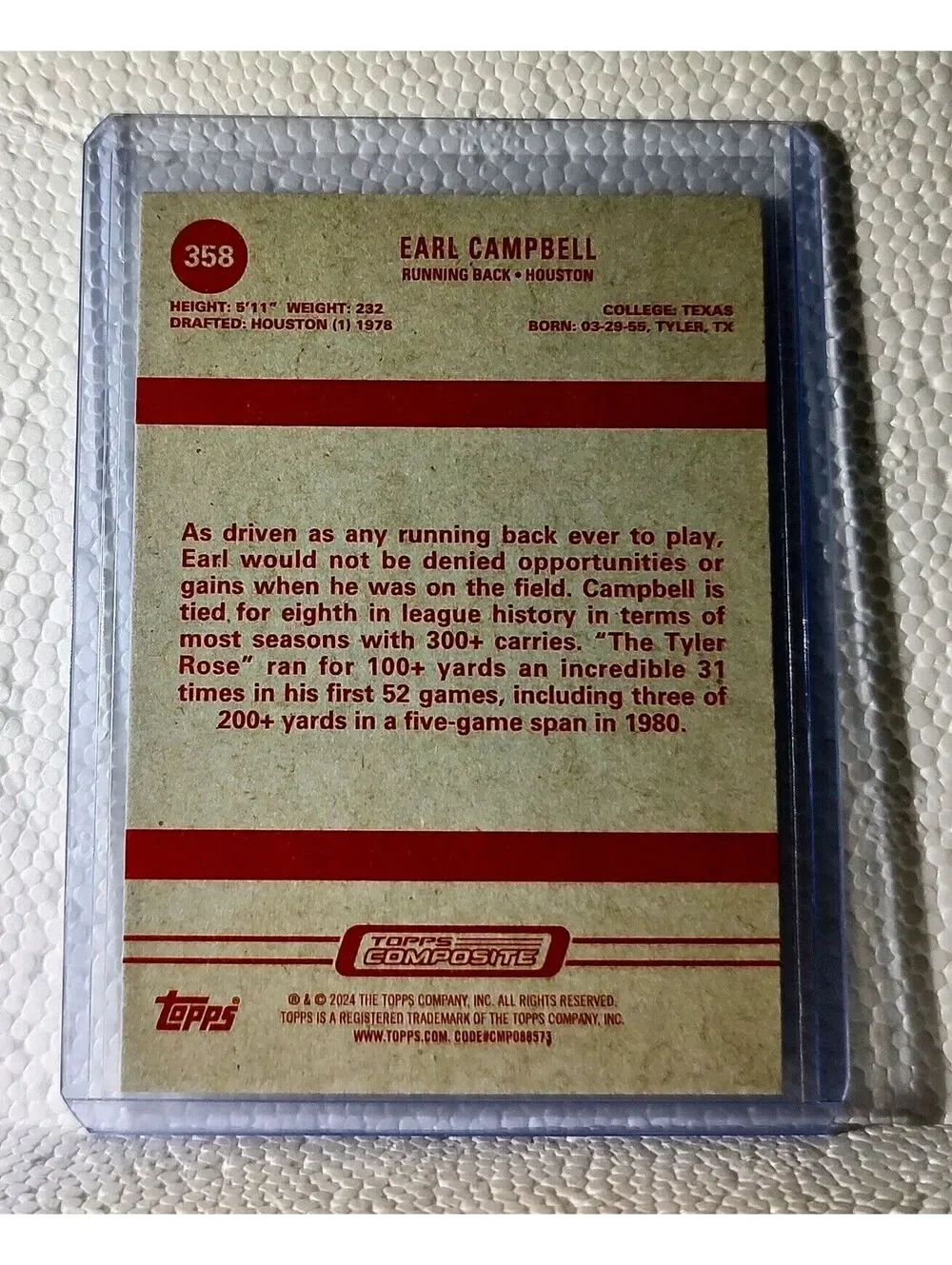 Earl Campbell 2023 Topps NFL #358 Composite Football Card Houston Texans